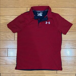 Under Armour Boys SZ M Polo in Red and Black Stripes